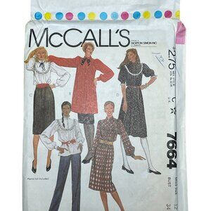 McCall's Sewing Pattern 7664 Dress Tunic Blouse Skirt Cottagecore Sz 12 FF Uncut